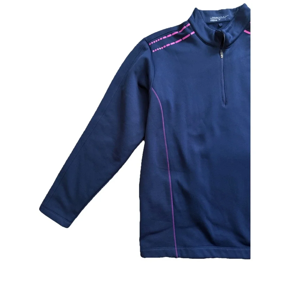 Nike Therma-FIT Victory 1/2-Zip Golf Pullover Navy Blue Pink Stitching Size‎ L